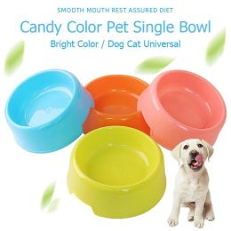 1Pc High Quality Solid Color Pet Bowls Candy-Colored Lightweight Plastic Single Bowl Small Dog Cat Pet Bowl Pet Feeding Supplies (Color: pink, size: S)