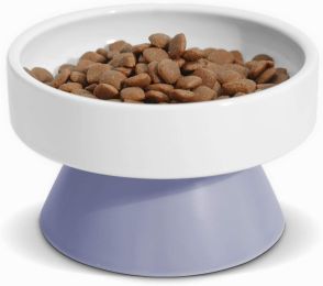 Cat Ceramic Raised Food Bowls, Elevated Pet Dish Feeder, Protect Pet's Spine, for Dog Kitty Puppy Pets Bowl, Tower Shaped Ceramic Pet Cats Food Bowl (Color: purple)