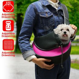 Pet Carrier for Dogs Cats Hand Free Sling Adjustable Padded Strap Tote Bag Breathable Shoulder Bag Carrying Small Dog Cat (Color: pink, size: L)