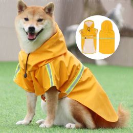 large and small dog raincoat cloak type reflective strip pet raincoat windproof rainproof dog hooded raincoat (colour: blue, size: 2XL (9-14kg))